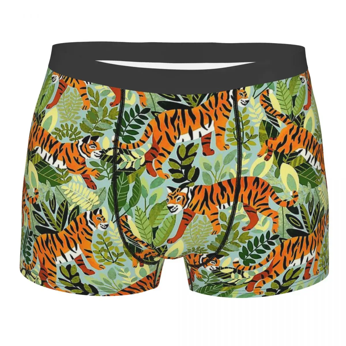 

Bright Bengal Tiger Jungle Tropical Leaves Beach Cool Underpants Homme Panties Shorts Boxer Briefs Men's Underwear Comfortable