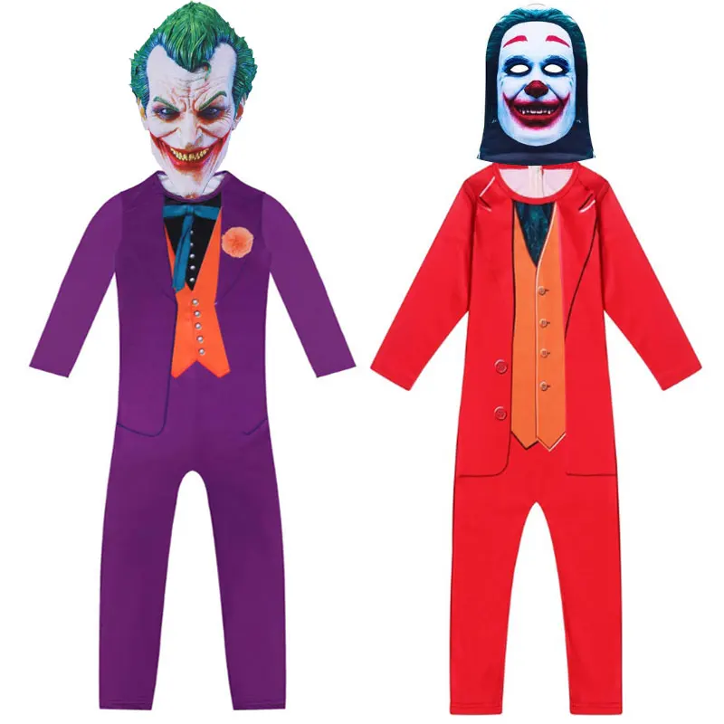

Printing Halloween Costumes Boys Circus Clown Clothes Kids Cosplay Joker Clothing Jumpsuit Child Performance Boys Clothes Clown