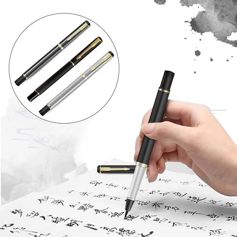 

H05B Metal Chinese Brush Beginner Calligraphy Brush Piston-filled Fit for Kid Adult