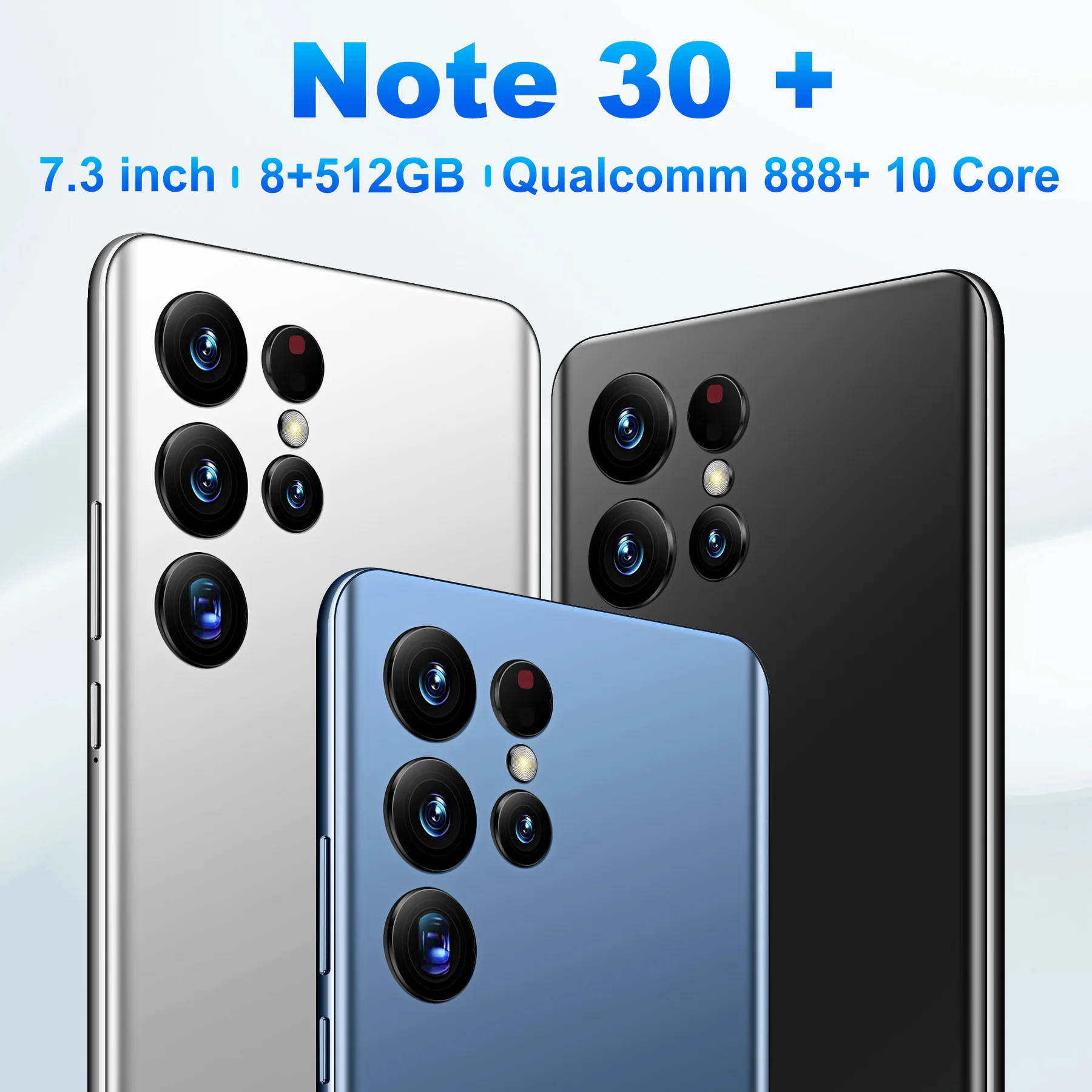 

Смартфон глобальная версия Note30 + 7,3 дюйма, 8 ГБ + 512 ГБ, 72 МП, две SIM-карты + Micro SD, Android 11, 6800 мАч, 10 ядер, сотовые телефоны с функцией распознавания л...