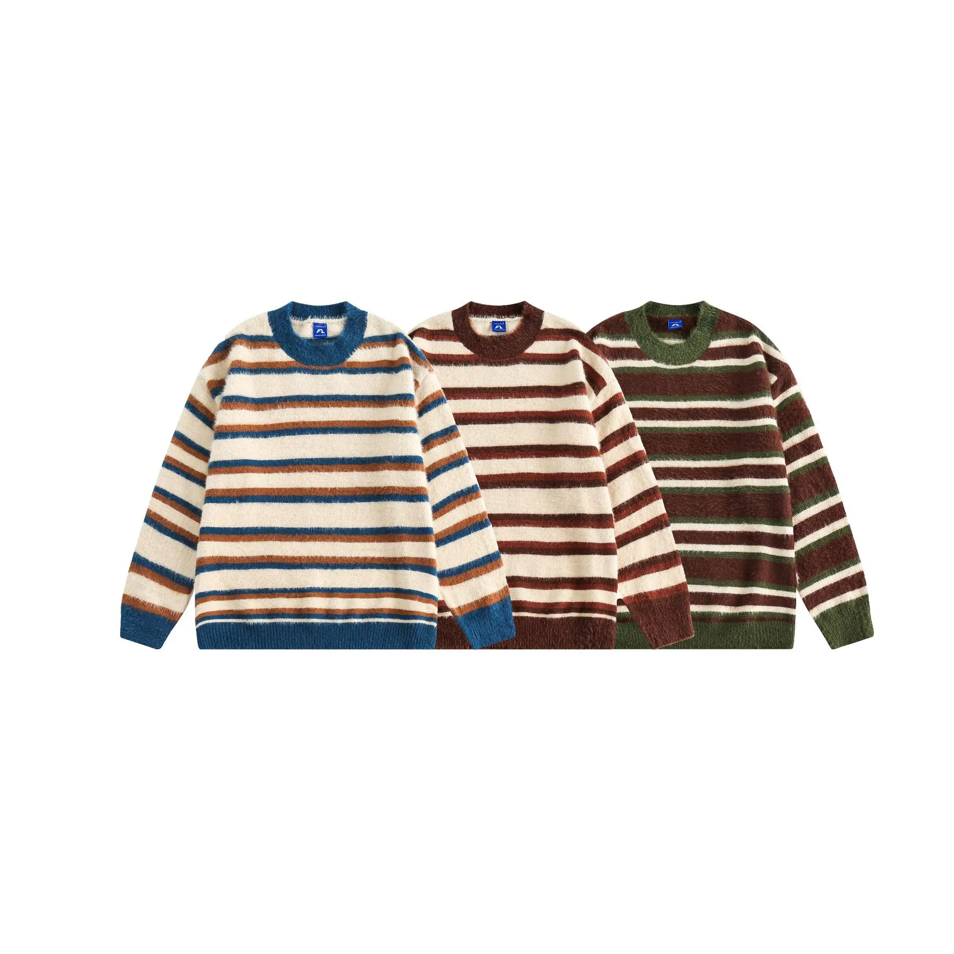 2023 Fashion Men Sweater Striped Pullover Knitted Jumpers Hip Hop Streetwear Harajuku Y2K Sweaters for Man
