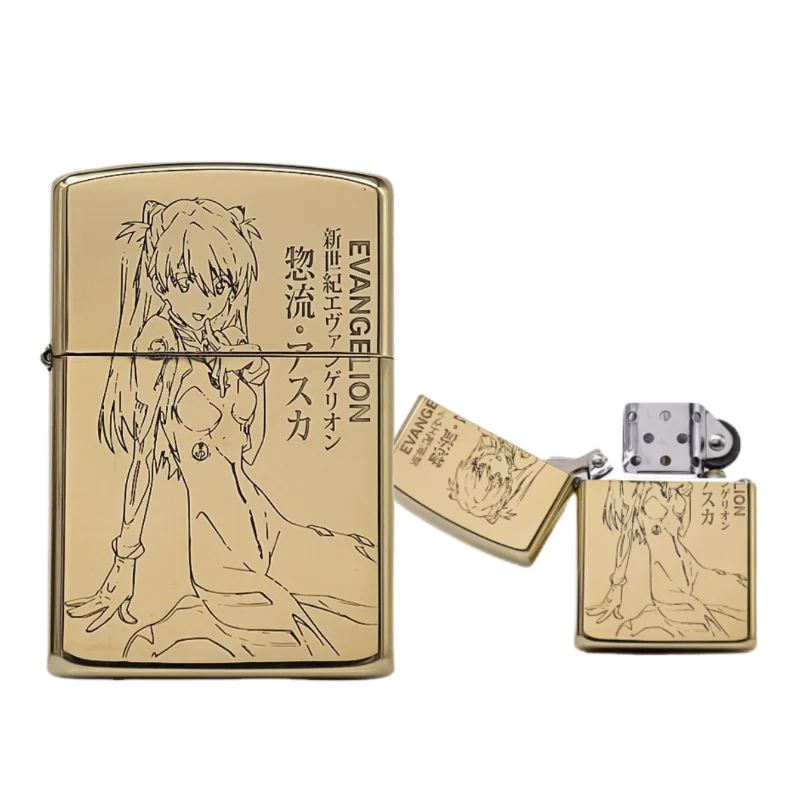 

Bandai Cartoon Anime Cigarette Lighter Brass Evangelion - Asuka Pure Copper Carved Creative Kerosene Lighter New Holiday Gift