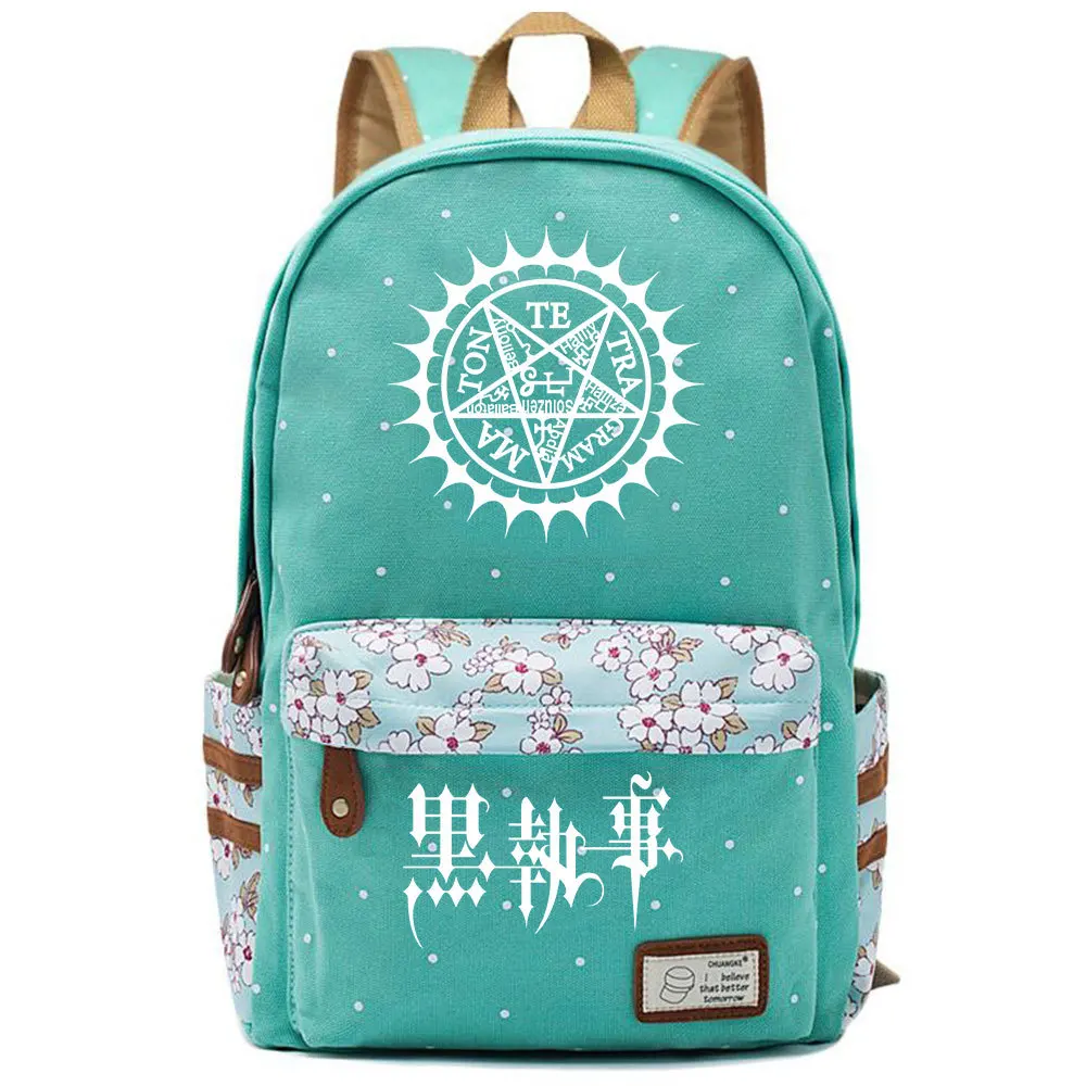 

Anime Black Butler Teenger Zip Packsack Casual Backpack Unisex Student Green Schoolbag High Quality Knapsack Travel Laptop Bag