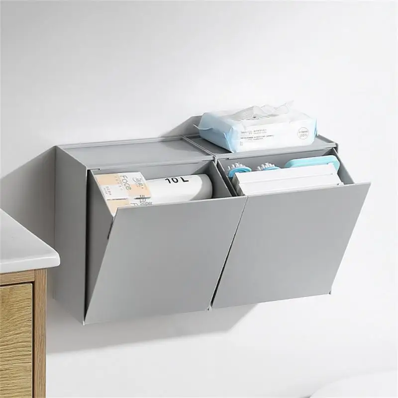 

Wall-mounted Sundries Storage Baskets Removable Design Saving Space Square Storage Box Portable Hole-free Storage Rack