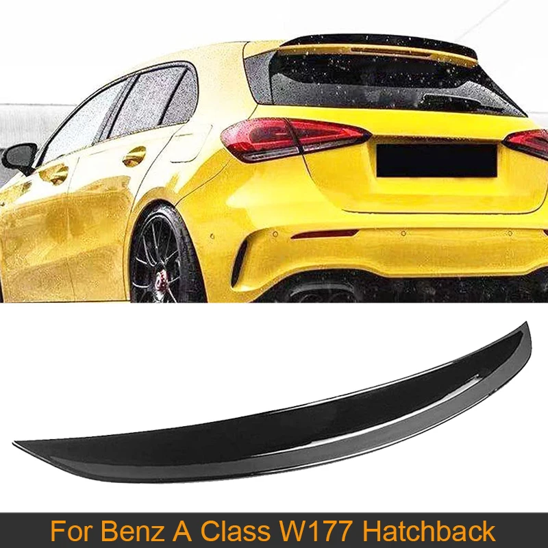 

Блеск черный спойлер на крышу для Mercedes-Benz A класса W177 хэтчбека A180 160 200 250 A45 A35 AMG 2019-2021 Заднее Крыло ABS
