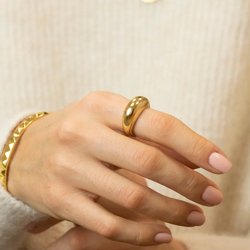 Модные Простые Кольца e-Manco из нержавеющей стали для женщин кольца в форме дуги