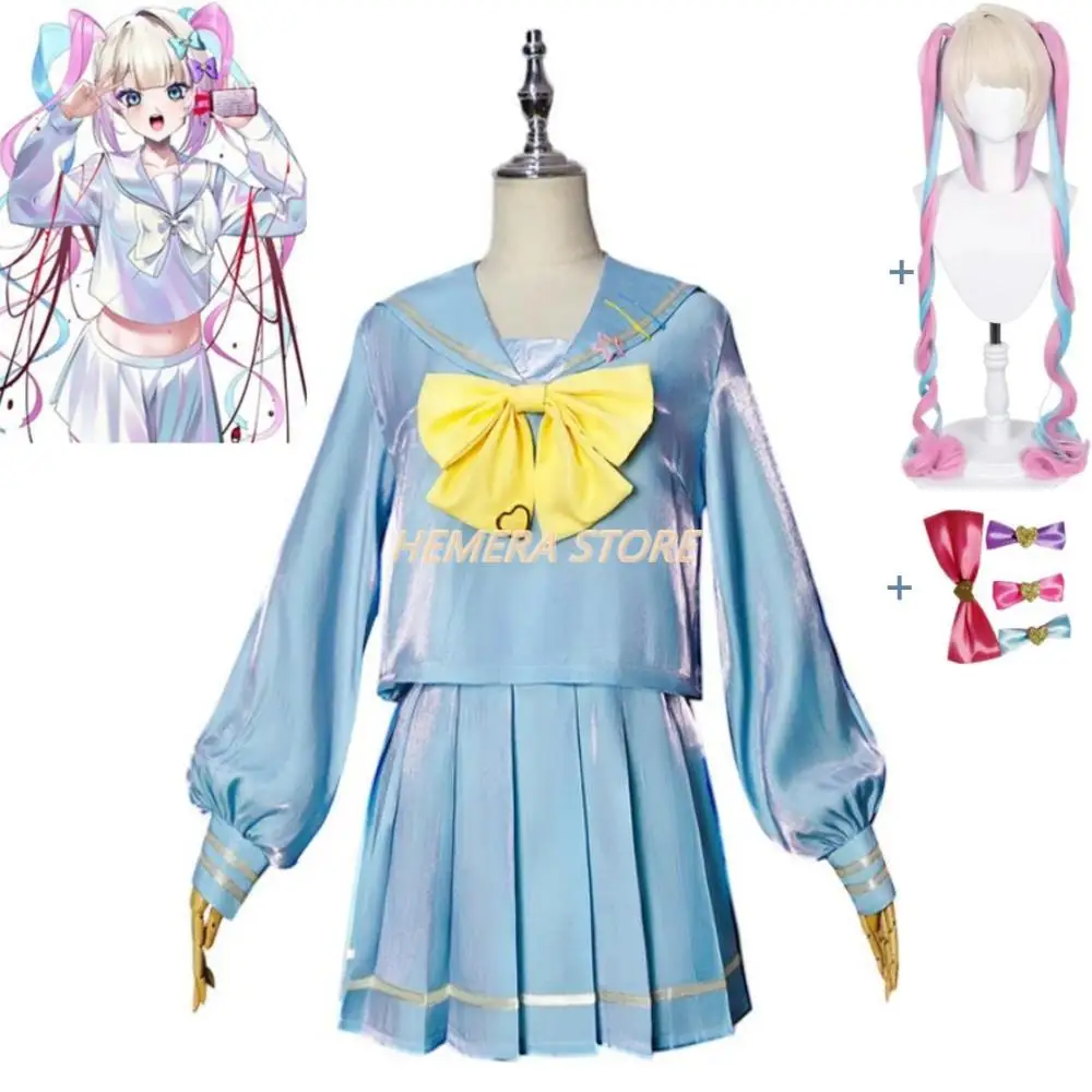 

Game Rain OMG Kawaii Angel Ame KAngel NEEDY GIRL OVERDOSE Cosplay Costume Wig Anime School JK Sailor Uniform Hallowen Suit