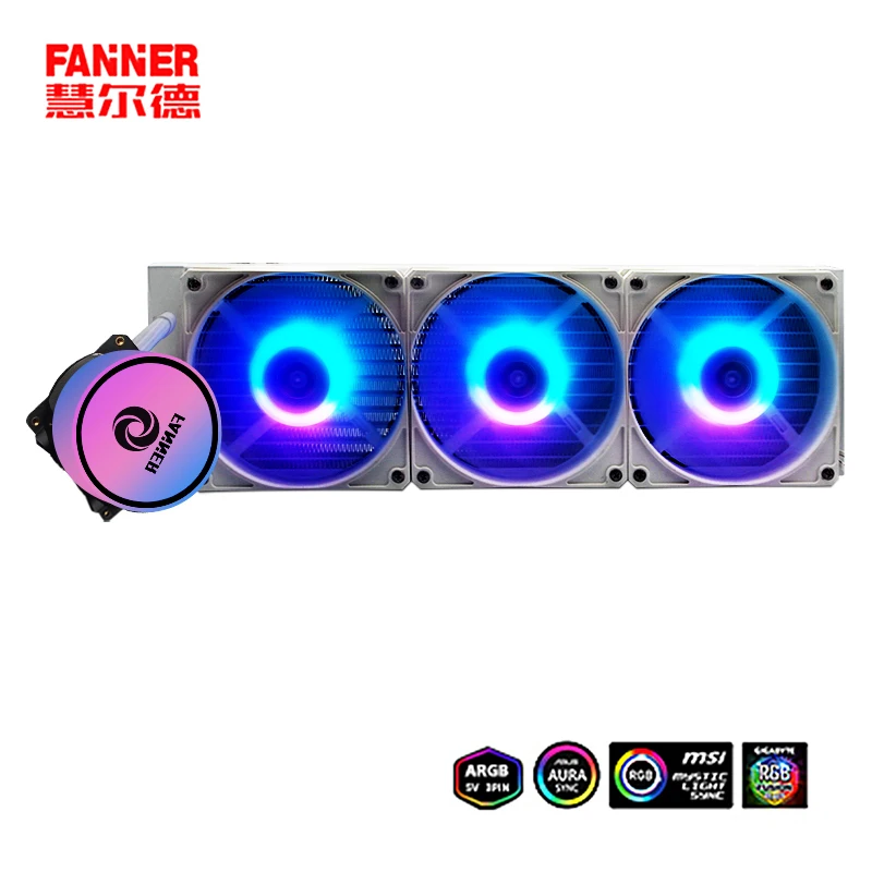 

FANNER A360 кулер для процессора с водяным охлаждением, радиатор Argb, встроенный радиатор, чехол для ПК, LGA 2011/1151/1155/AM3 +/AM4 AMD