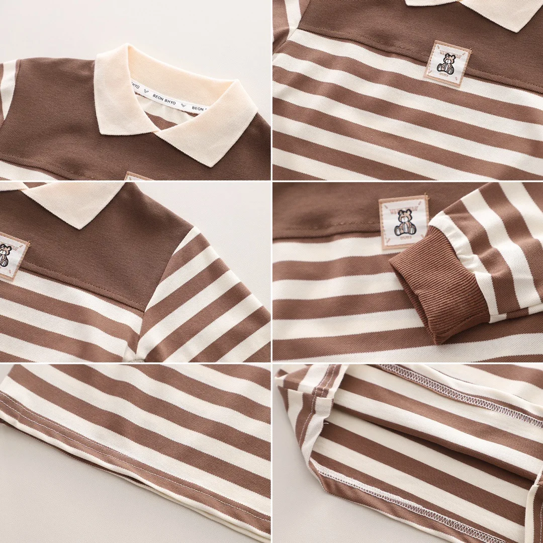 Джинсовый костюм для мальчиков с длинным рукавом и отложным воротником