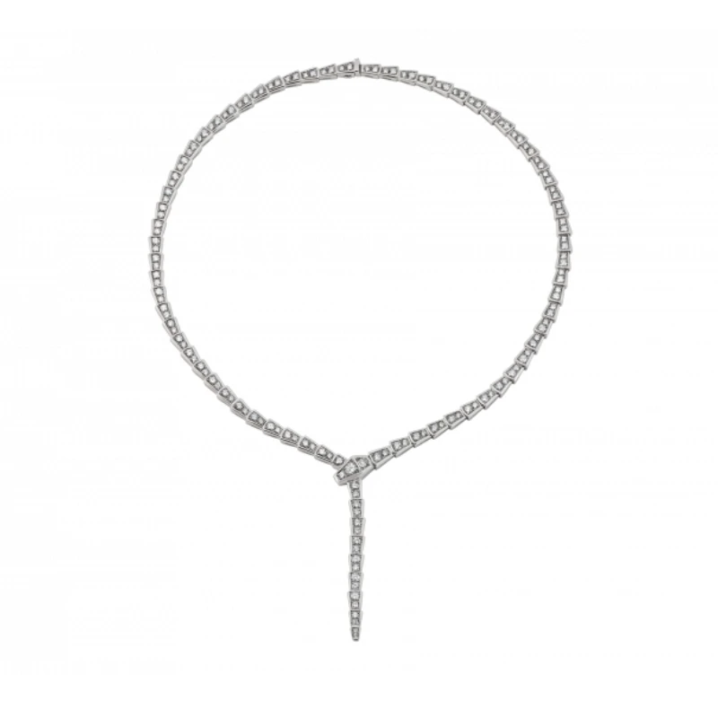 

ROMA Italy Luxury Brand Jewelry High Quality titanium steel rose gold SERPENTI VIPER Full Diamond Necklace For Women