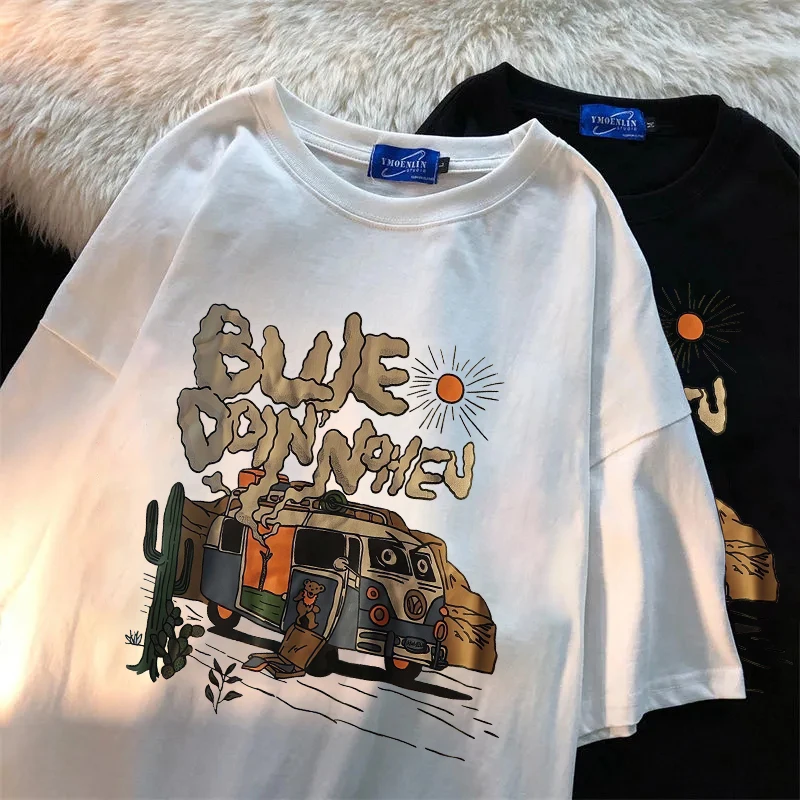 

Summer Men's T-Shirt 90's Street Wear O Collar Cotton High Quality Short Sleeve Y2K Vintage Print Harajuku T-Shirt Free Shipping