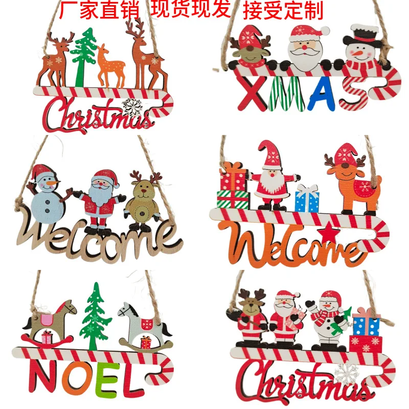 

Wooden Crafts Creative Christmas Wood Chips Pendants Home Decorations UV Painted Christmas Tree Accessories