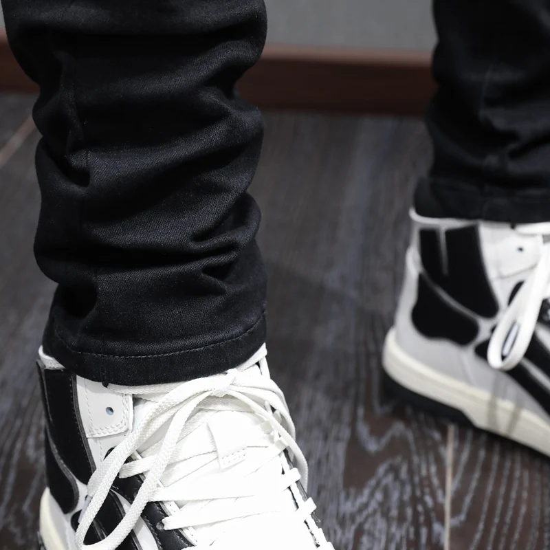 High Street Fashion Ripped Jeans Men Patched Designer Black Elastic Hip Hop Brand Pants Hombre Stretch Skinny Punk Jeans Homme