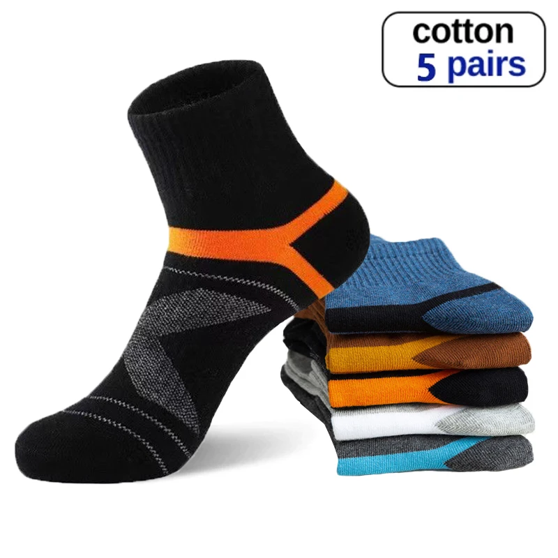 High Quality 5 Pairs /Lot Men Cotton Socks Black Sports Socks Casual Run Summer Socks Men Breathable Male Sock Sokken Size 38-45
