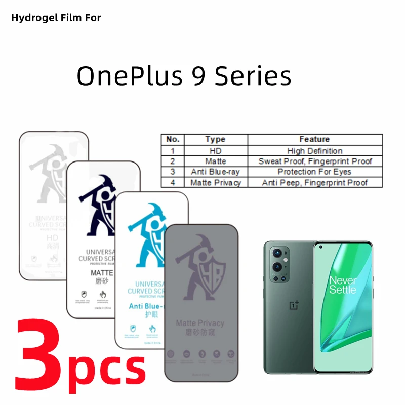 

Гидрогелевая пленка для OnePlus 9 Pro, матовая защитная пленка для экрана OnePlus 9R 9RT, для ухода за глазами, 3 шт.