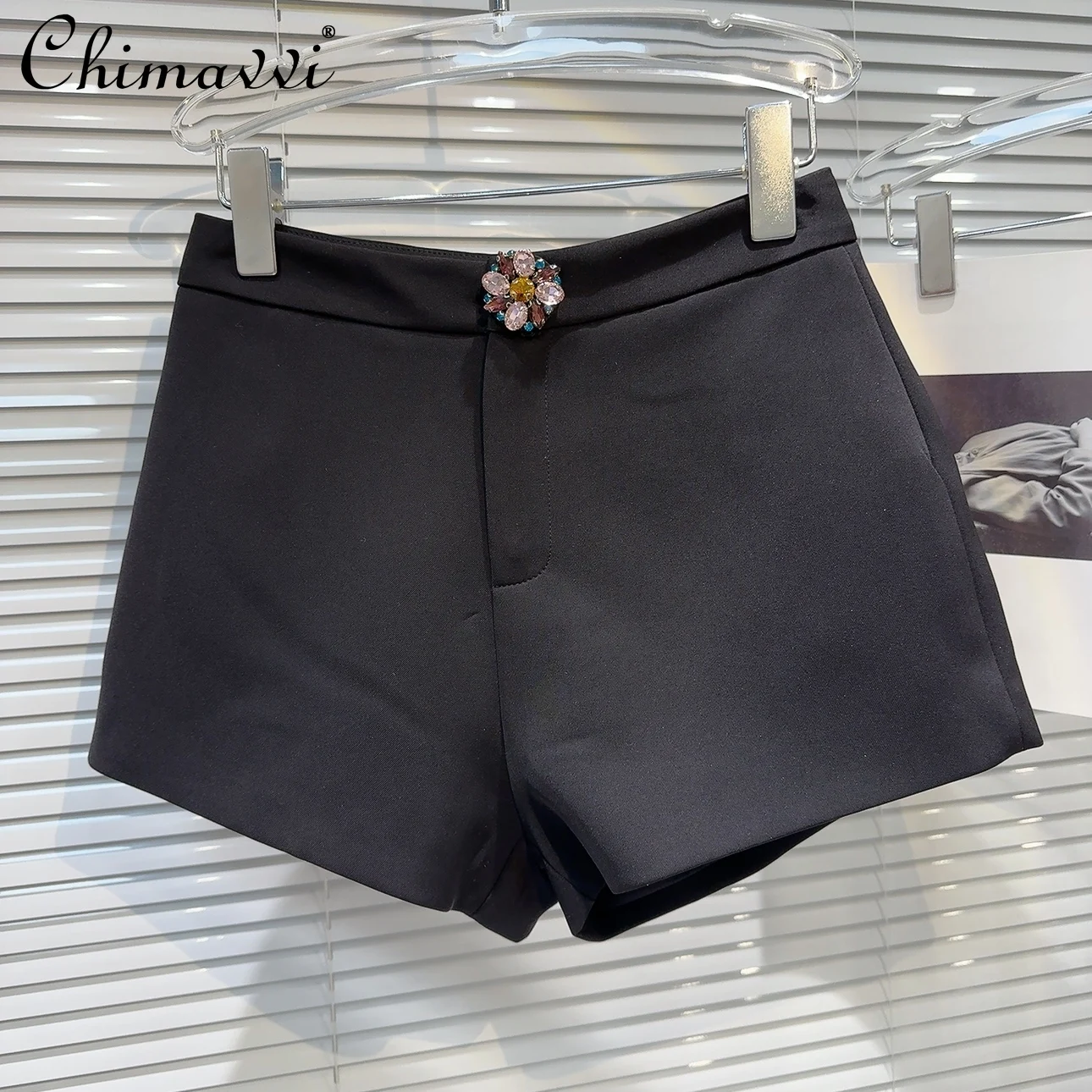 Женский твидовый комплект из двух предметов жилет и шорты с цветной пряжкой