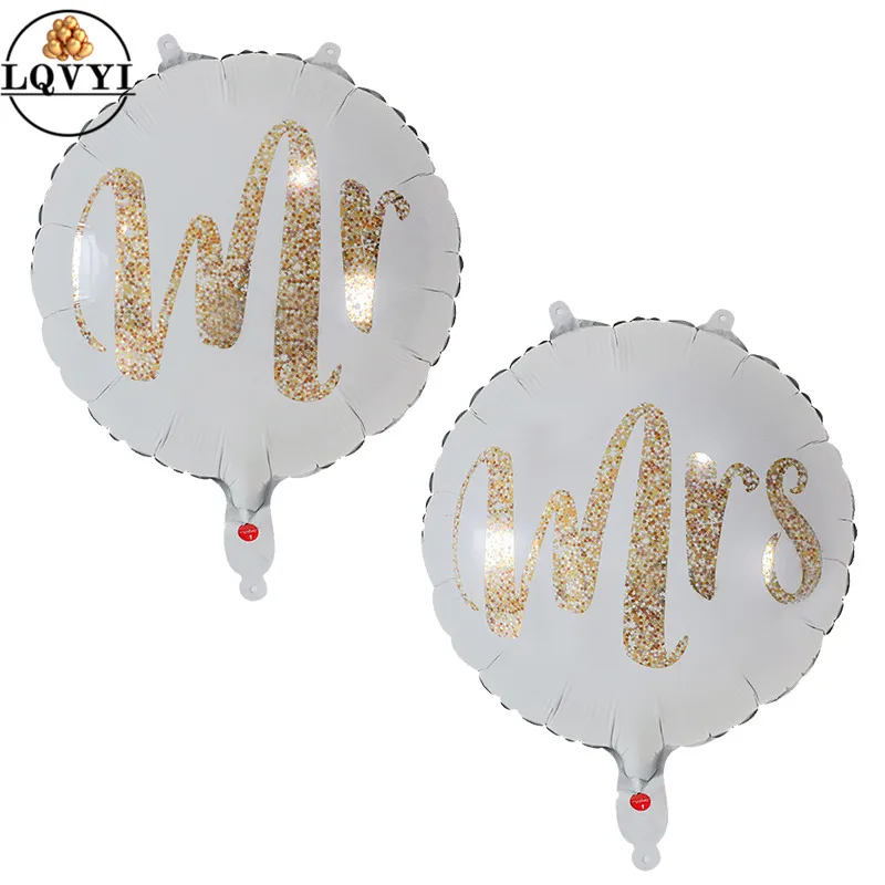 

10 Pieces 18 Inch Printed Mr Mrs Aluminum Film Balloon Printed Love Balloon Wedding Party Decoration Bride and Groom Balloon