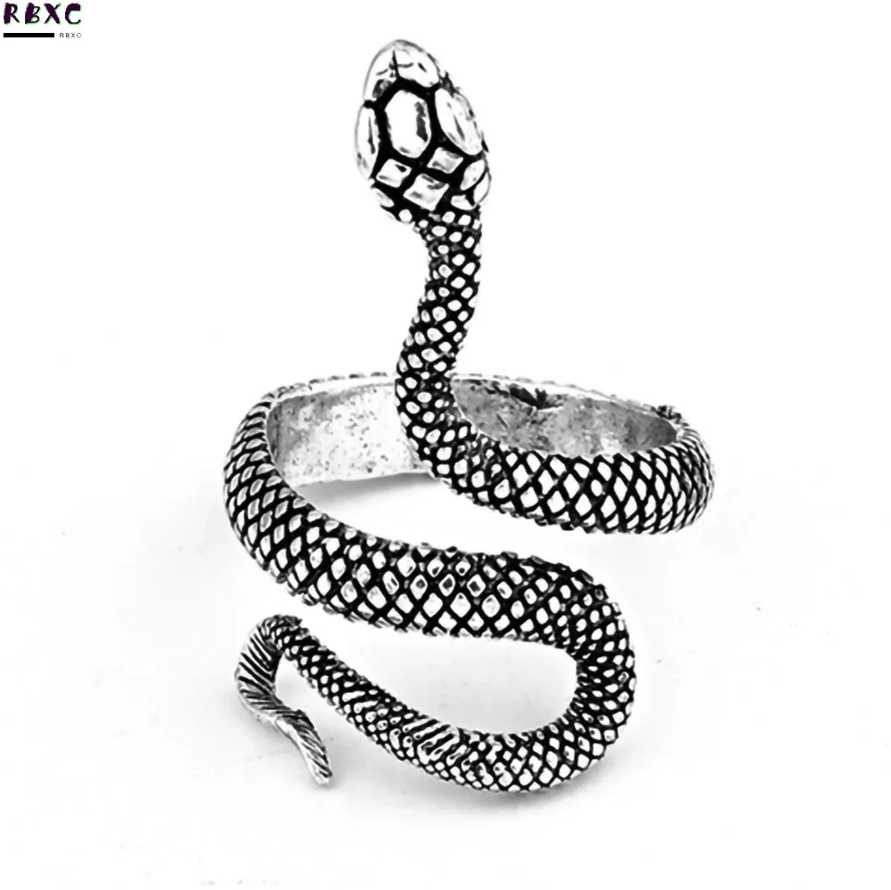 

Rbxc New Silver Plated Lacquer Spirit Snake Universal Ring for Men and Women Punk Cobra Zodiac Ring