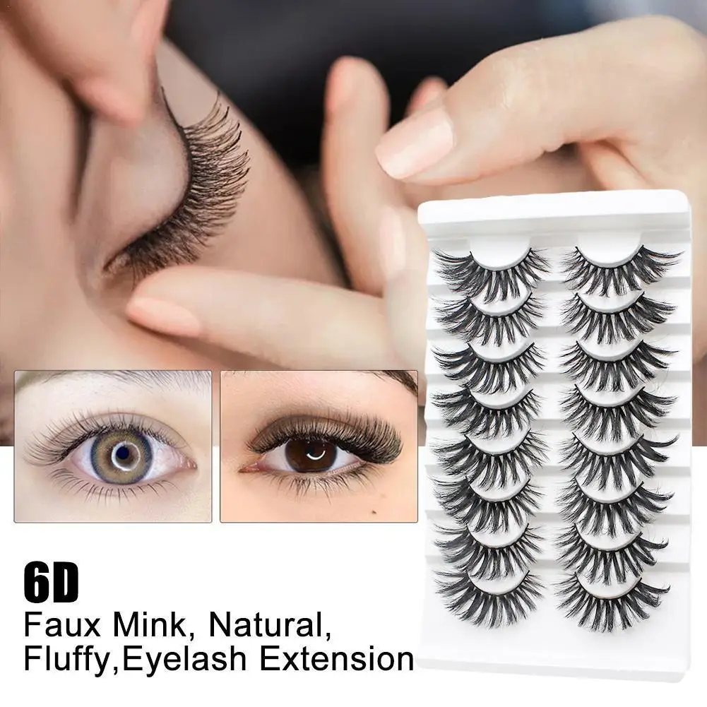 

8pairs 6D Faux Mink Lashes Natural False Eyelashes Lashes Extension Fluffy Makeup Bulk Wholesale Eyelash Fake N9O3