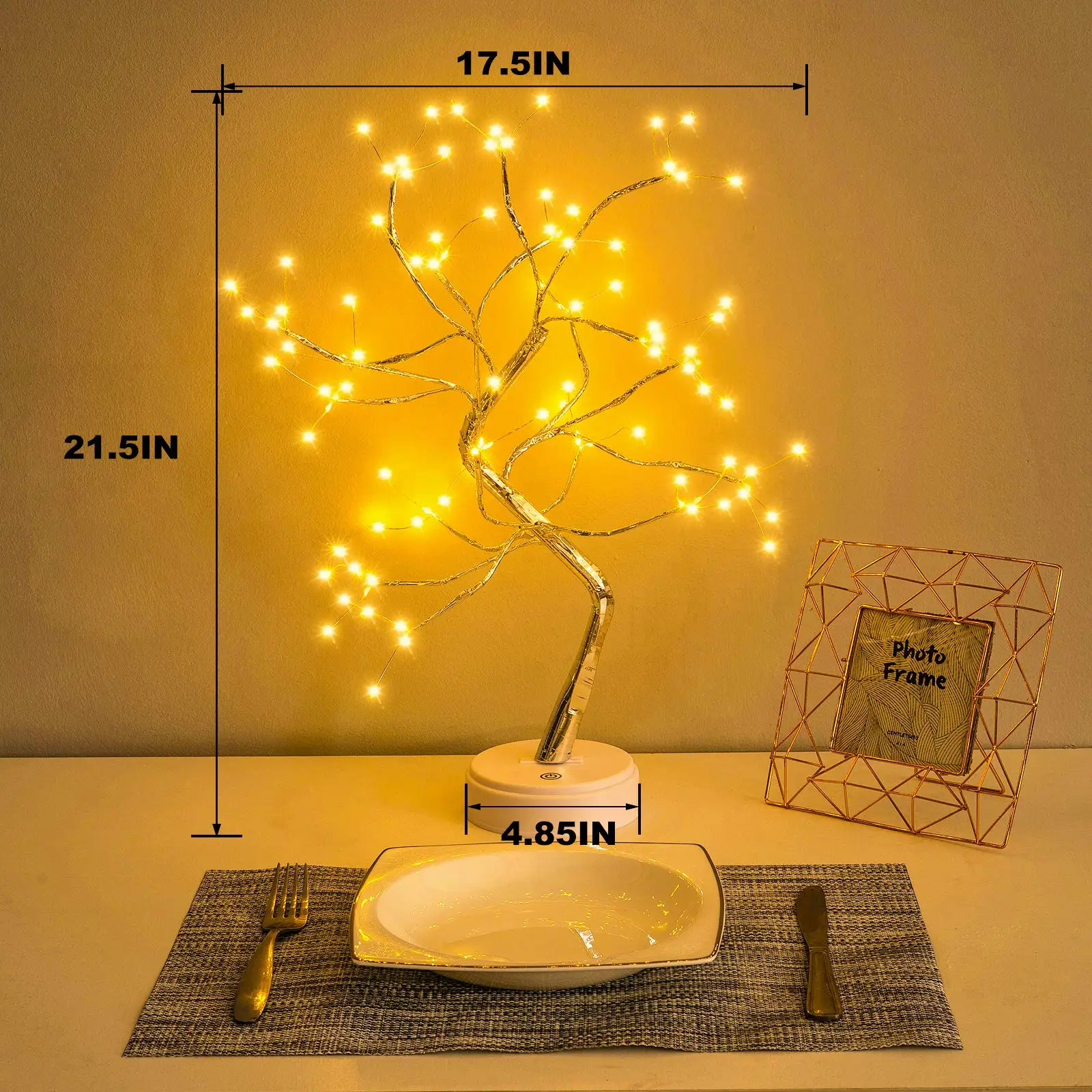 Фото 108LED Fairy Sparkly Tree Настольная лампа с дистанционным управлением USB и питанием 3AA DIY Бонсай Искусственный светильник в виде дерева Спальня Настольный ночник №2