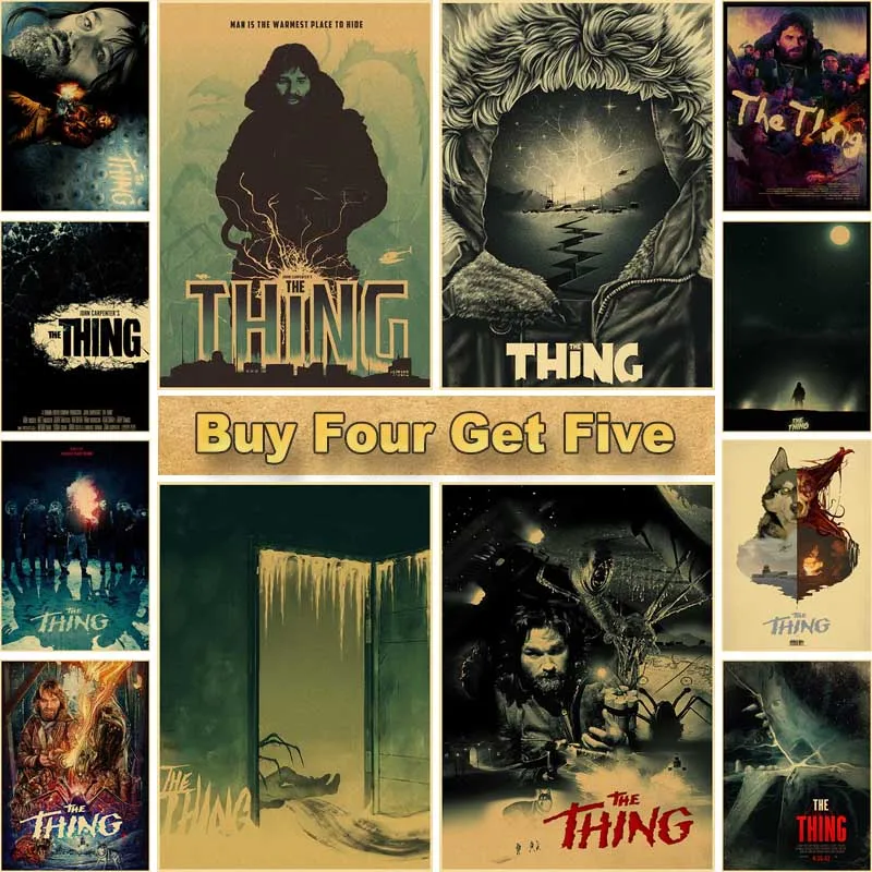 

Retro Kraft Paper Posters Classic Horror Movie The Thing Poster Home Decor Living Room Bar Cafe Art Painting Wall Sticker