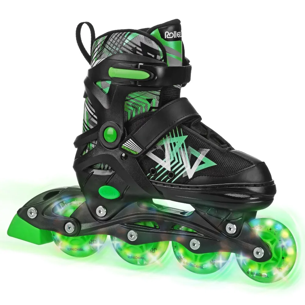 

Boys Inline Skates Adjustable Sizes Lockable with Lighted Wheels