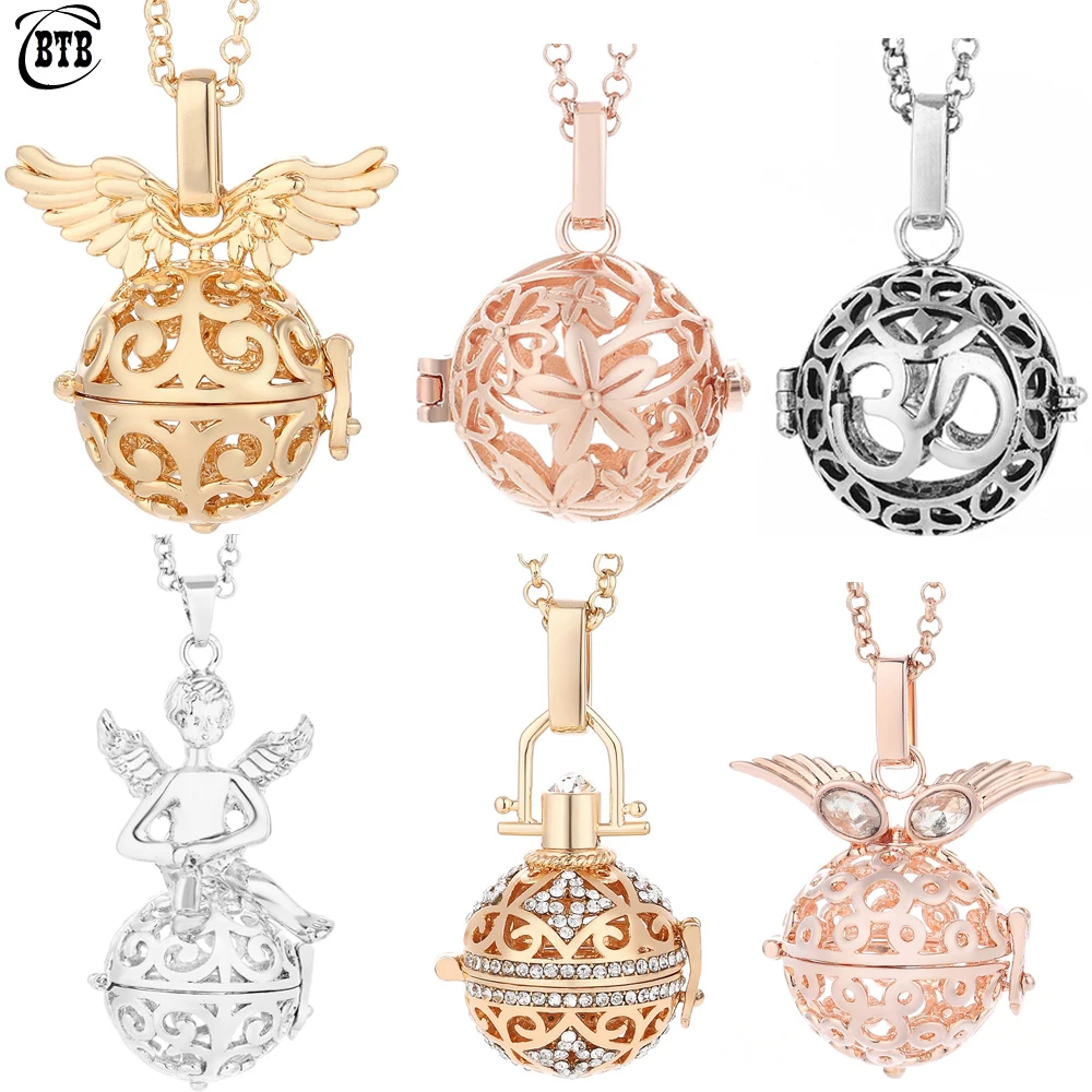 Мексиканская музыкальная шаровая кулонная ожерелье для беременных женщин с ароматерапевтическим диффузором эфирных масел и подвеской Ангельские крылья ювелирный подарок.