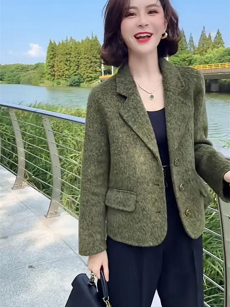 Tiktok Net Red Temperament Модный белый 2024 Осень и зима Новый западный Sle Женский зеленый