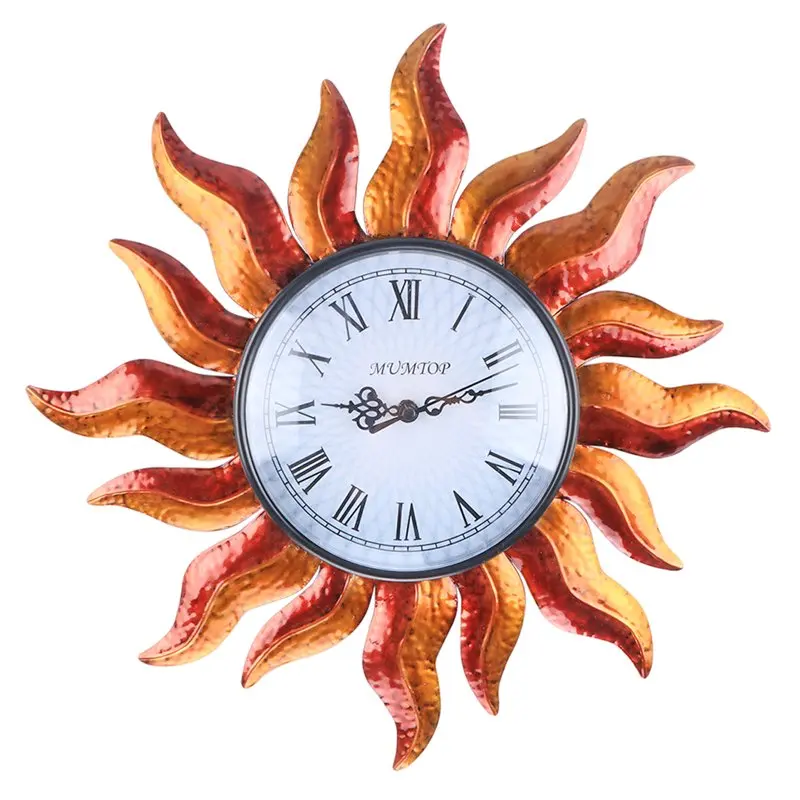 

Outdoor Wall Clock, Sun Indoor Clock Wall-Mounted Clock Exquisite Decoration