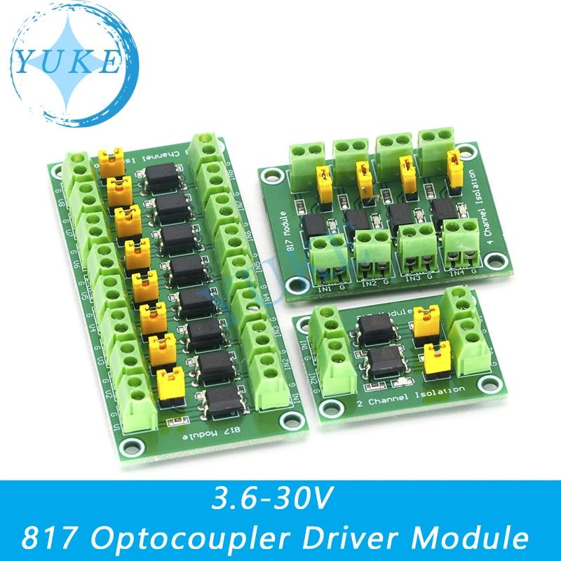 

PC817 4-way optocoupler isolation board Transformer adapter module 3.6-30V drive optoelectronic isolation module PC 817