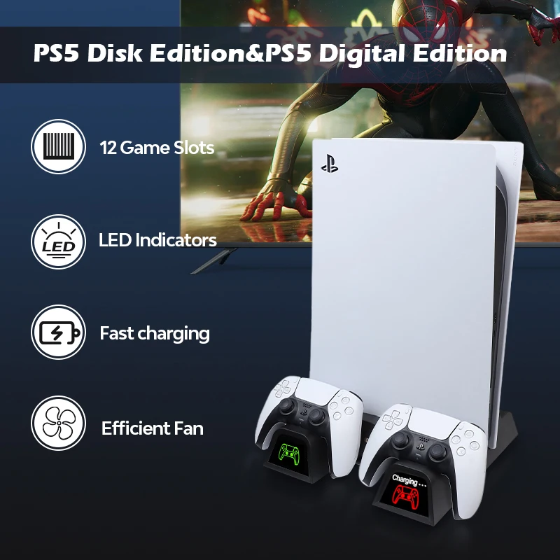 PS5 консоль охлаждающая подставка 2 контроллер зарядное устройство для игровой