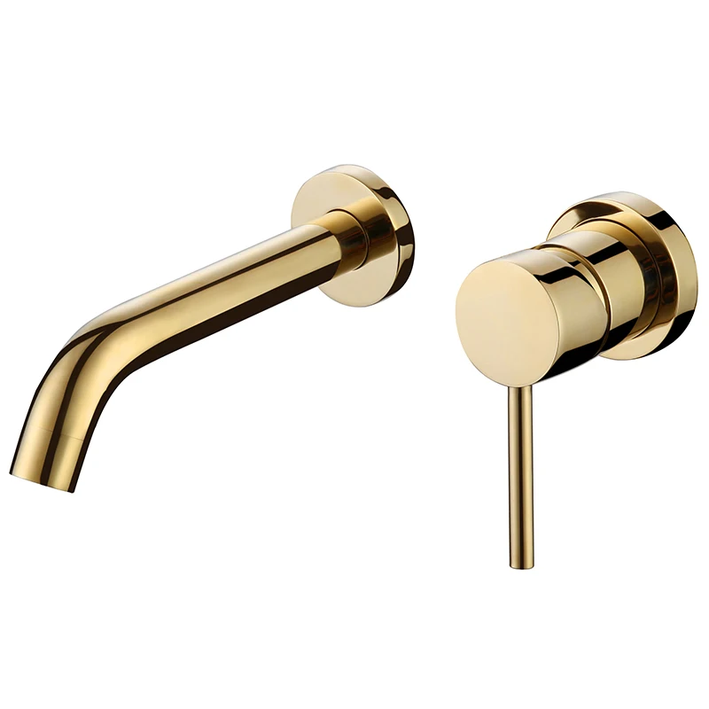 

Basin Faucet Gold Bathroom Sink Faucet In-Wall Hot Cold Brushed Gold Basin Spout Mixer Tap Combination Blanoir Brass tap