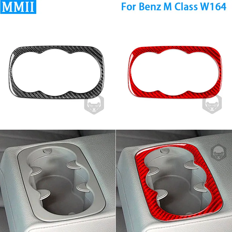 

RRX Real Carbon Fiber for Mercedes-Benz W164 2005-2011 M Class Car Rear Water Cupholder Frame Trim Cover Sticker Accessories