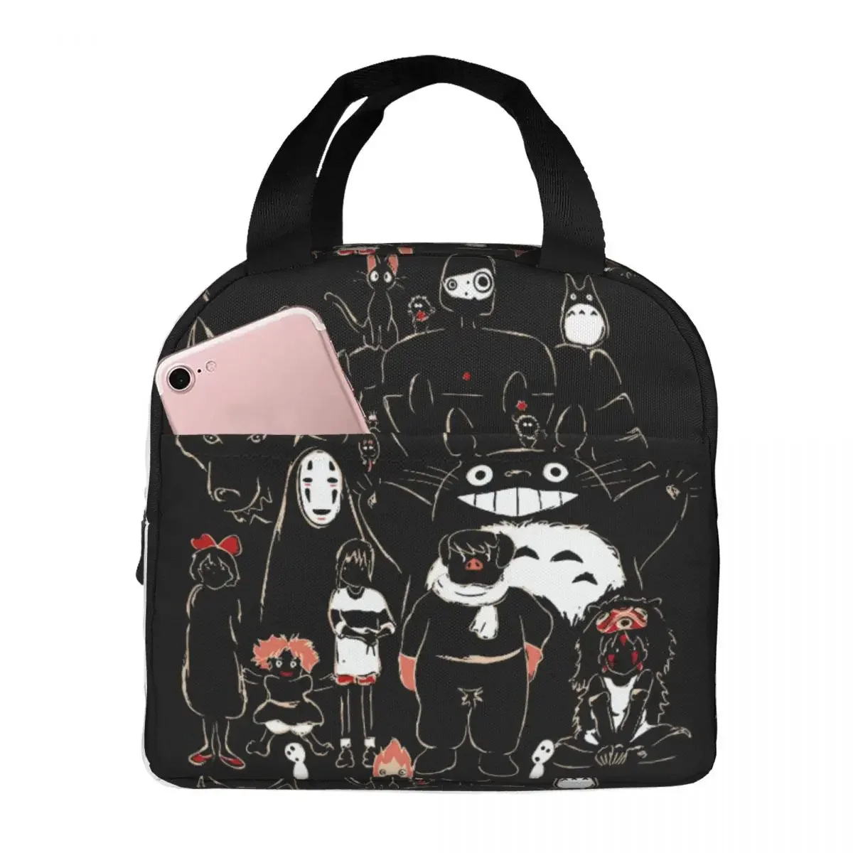 

Lunch Bags for Women Kids Spirited Away Japanese Anime Totoro Thermal Cooler Bag Portable Picnic Canvas Tote Bento Pouch