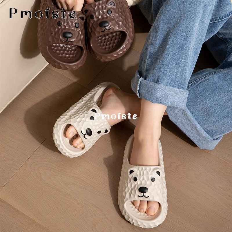 Women's Home Slippers Cartoon Cute Bear Shoe for Women Soft Platform Slipper Female Wear-resistant Bathroom Sandals Non-slip