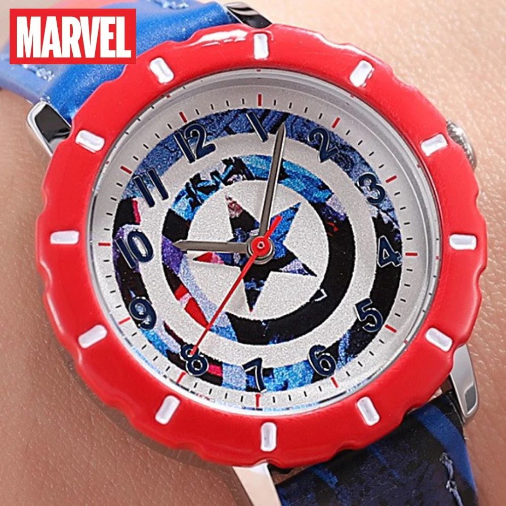 Marvel Captain America Spiderman Shield Kids Men's Quartz Watch Disney Boys Clock Relogio Masculino Gift With Box