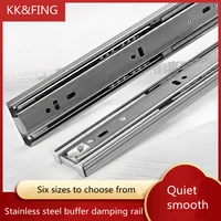 kkfing six size stainless steel drawer buffer slides soft close drawer track rail sliding three section cabinet slides hardware