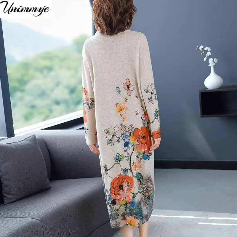 Women's Dress Autumn Vintage Casual Floral O-Neck Dress 4XL  Bodycon Elegant Long Vestidos Dresses for Women vestidos de mujer