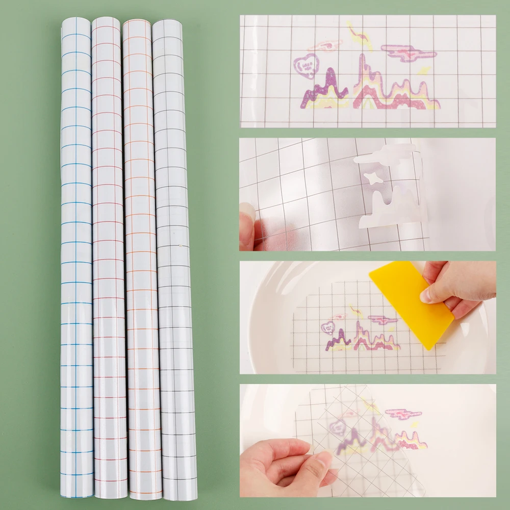 

Clear Vinyl Transfer Paper Tape Alignment Grid Application Tape for Cricut Adhesive Vinyl for Decals Signs Windows Stickers