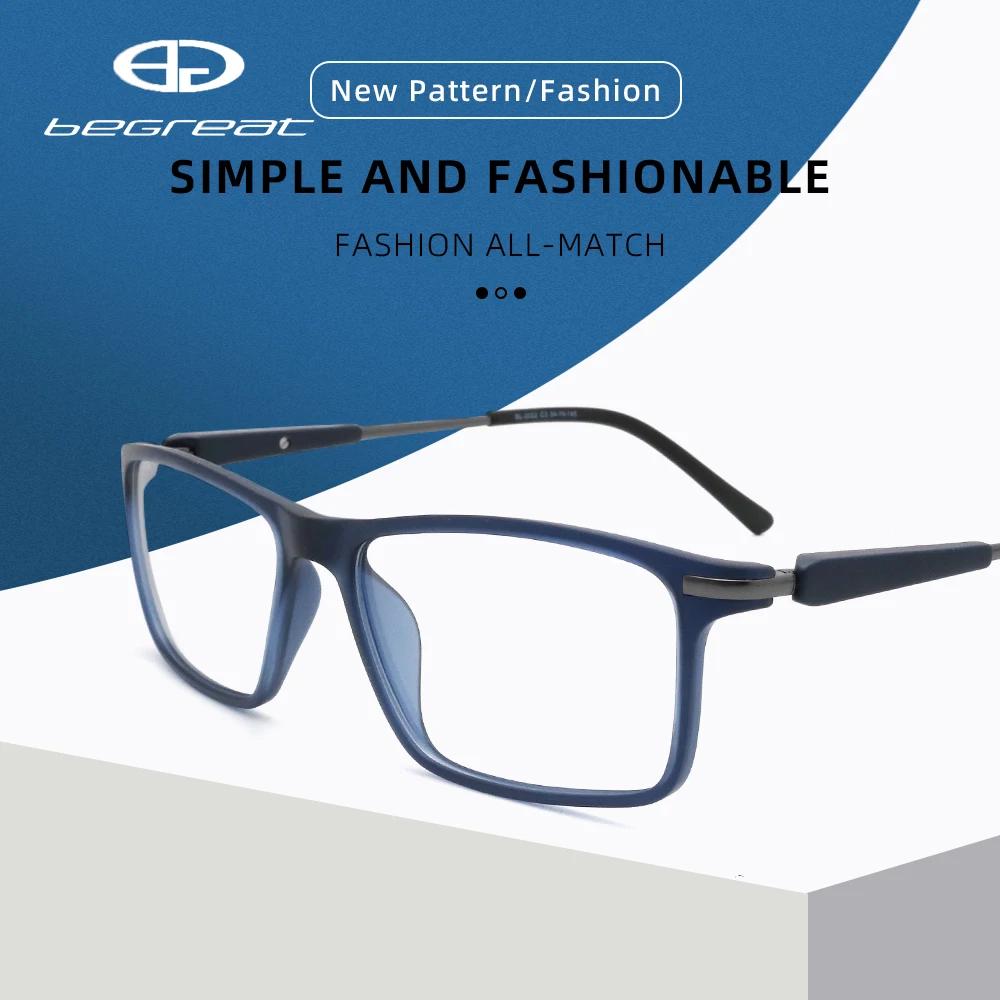 

BEGREAT Компьютерные очки Classic Optical Glasses For Women Square Eyeglasses Acetate Frame Men Designer Blue Fashion Spectacles