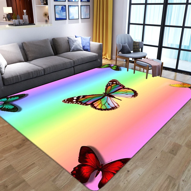 

Dreamlike Butterfly Carpet Child Play Large Rugs Area Carpets for Home Living Room Bedroom Bedside Sofa Chair Floor Mat Doormats