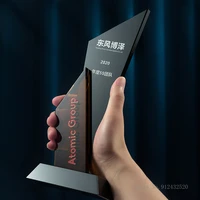 2022 new crystal trophy custom creative glass awards commemorative making home decor free engraving blades edge trophy