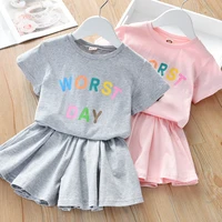 baby girl clothes summer casual suit girls short sleeved t shirt wide leg pants shorts two piece childrens suit