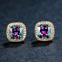new trendy colorful square diamond earrings for women temperament simplicity rhinestone ear stud girl party jewelry gift