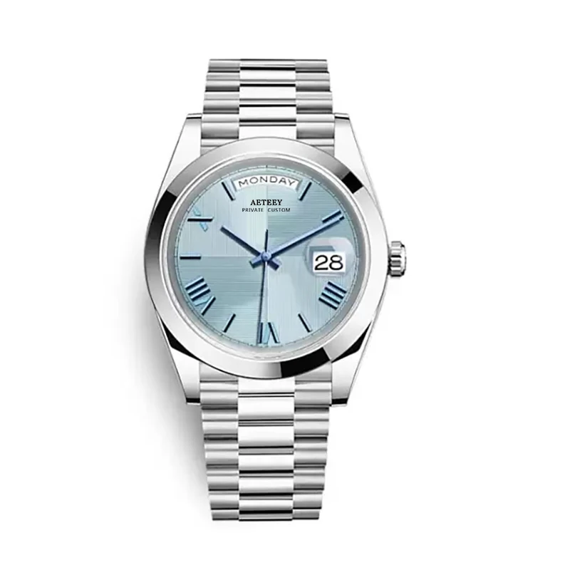 

Luxury Mens Watch Sky Blue Waterproof Automatic Mechanical Movement Sapphire Crystal Gold Stainless Steel Male Wristwatch