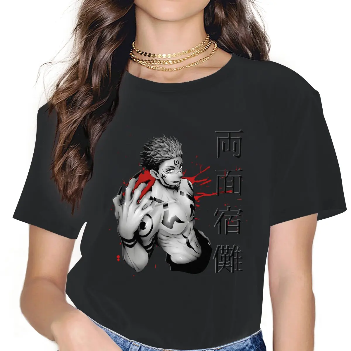 

Ryomen Sukuna Kawaii Girls Women T-Shirt Jujutsu Kaisen Anime 5XL Blusas Harajuku Casual Short Sleeve Vintage Oversized Tops
