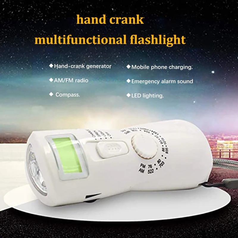 

D360 Hand Crank Generator Radio 3 LED Flashlight Emergency Power AM/FM Dual Frequency Radio With Compass For Outdoor