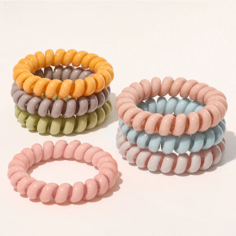 

Dark Color Ponytail Holder Hair Band Telephone Line Wire Rope Elastic Rubber Women Headdress Hair Ties Scrunchies for Girls