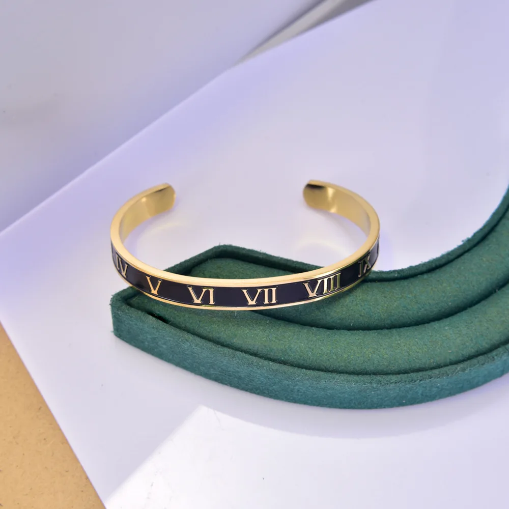 Мужской открытый Римский браслет из нержавеющей стали типа C ювелирные