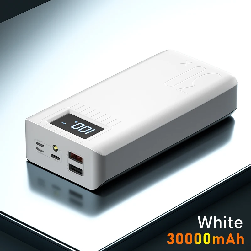 

Внешний аккумулятор, ёмкость 30000мАч, 2 выходных порта USB, LED фонарик, подойдёт для Samsung, Huawei, Xiaomi и iPhone